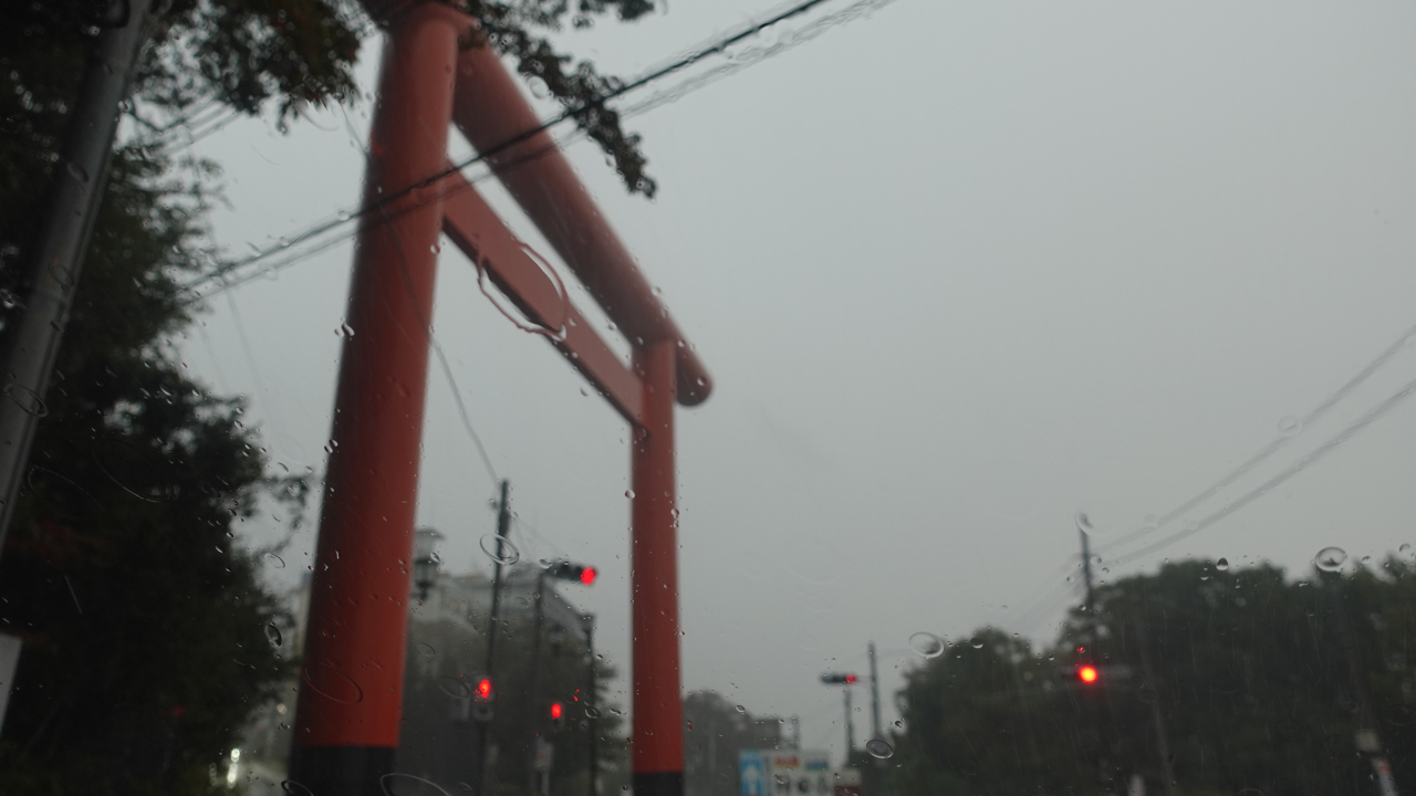 筑波山神社鳥居(雷雨)